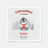 ウィンターペンギンバレンティンボーイベビーシャワー スタンダードカクテルナプキン (正面)