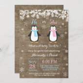 ウィンターペンギンベアジェンダーリビール招待状 招待状 (正面/裏面)