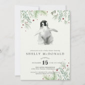 ウィンターペンギンベビーシャワー招待状 (正面)