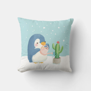 ウィンターペンギン庭師がサボテンを植える クッション