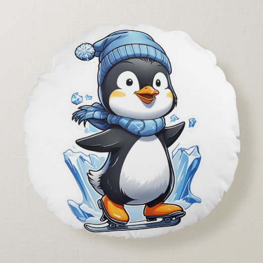 ウィンターペンギン氷詰め ラウンドクッション (正面)