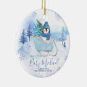 ウィンターペンギン男の赤ちゃん妊娠発表 セラミックオーナメント (右)
