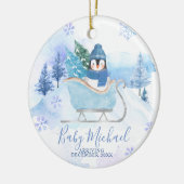 ウィンターペンギン男の赤ちゃん妊娠発表 セラミックオーナメント (左)