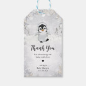 ウィンターペンギン赤ちゃんシャワーメッセージカード ギフトタグ (正面)