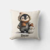 ウィンターペンギン雪だるまデザイン クッション (正面)