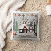 ウィンターペンギン、ハッピーホリデーとスノーフレーク クッション (ブランケット)