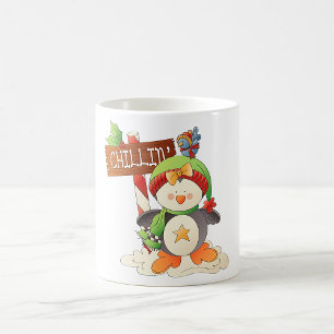 ウィンターペンギン&バードチリンクリスマスホリデー コーヒーマグカップ