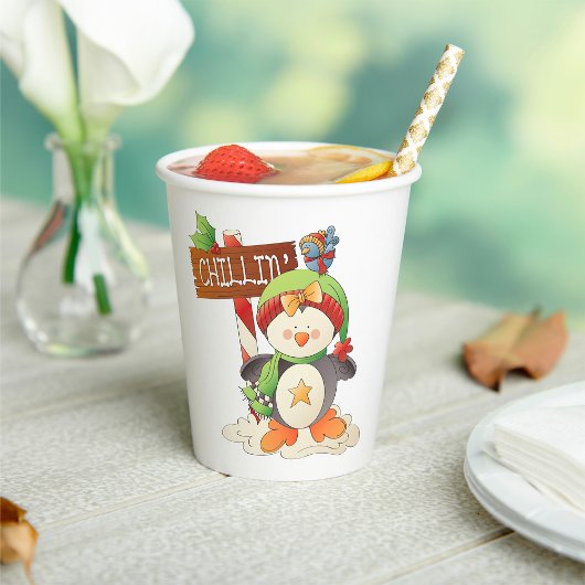 ウィンターペンギン&バードチリンクリスマスホリデー 紙コップ