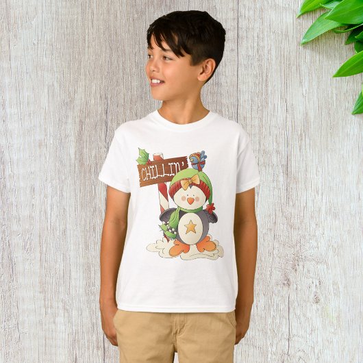 ウィンターペンギン&バードチリンクリスマスホリデー Tシャツ