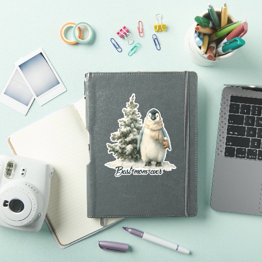 ウィンターペンギン「史上最高の母」デザイン シール (iPadカバー)