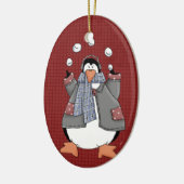 ウィンターペンギン 陶器クリスマスオーナメント セラミックオーナメント (左)
