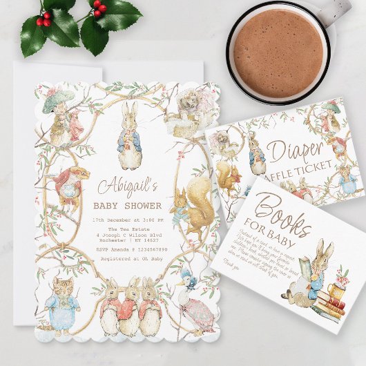 ウィンターペーターザラビットベアトリックスウッドランドベビーショー 招待状