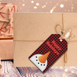 ウィンターホリデーおもしろい雪だるま顔 ギフトタグ