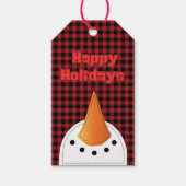 ウィンターホリデーおもしろい雪だるま顔 ギフトタグ (正面)