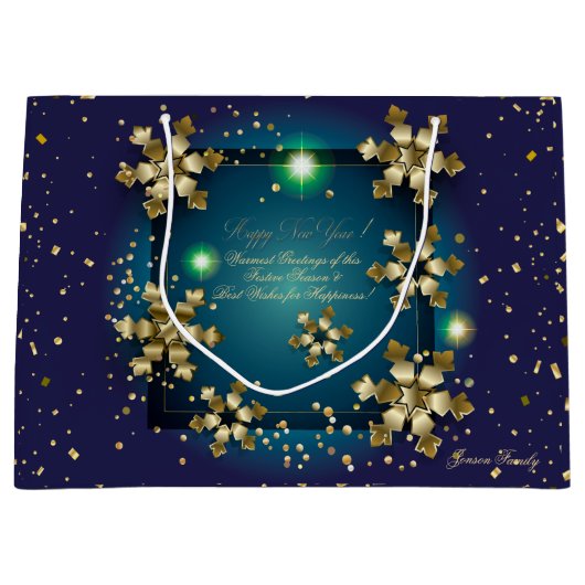 ウィンターホリデーウィッシュクリスマスパーソナライズされたラグジュアリー ラージペーパーバッグ (正面)