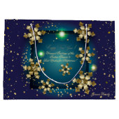 ウィンターホリデーウィッシュクリスマスパーソナライズされたラグジュアリー ラージペーパーバッグ (裏面)