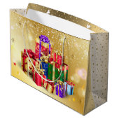 ウィンターホリデーウィッシュクリスマス パーソナライズされた ラージペーパーバッグ (裏面アングル)