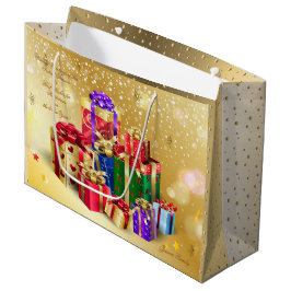 ウィンターホリデーウィッシュクリスマス パーソナライズされた ラージペーパーバッグ