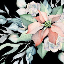 ウィンターホリデーウォーターカラーピンクポインセチアシャワー