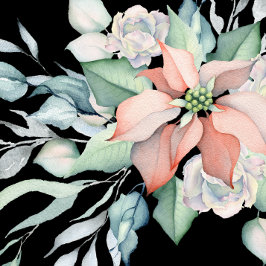 ウィンターホリデーウォーターカラーピンクポインセチアシャワー 招待状