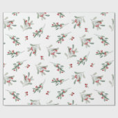 ウィンターホリデーウォーターカラーベリー植物学 ラッピングペーパー (フラット)