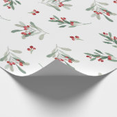 ウィンターホリデーウォーターカラーベリー植物学 ラッピングペーパー (角)