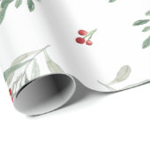 ウィンターホリデーウォーターカラーベリー植物学 ラッピングペーパー (ロールコーナー)