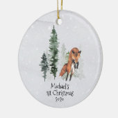 ウィンターホリデーウッドランドキツネ1stクリスマス セラミックオーナメント (左)
