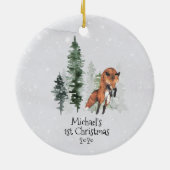 ウィンターホリデーウッドランドキツネ1stクリスマス セラミックオーナメント (裏面)