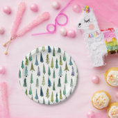 ウィンターホリデーエヴァグリーンツリーズ ペーパープレート (パーティー)