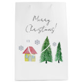 ウィンターホリデーカントリー美しい ミディアムペーパーバッグ (正面)