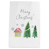 ウィンターホリデーカントリー美しい ミディアムペーパーバッグ (裏面)