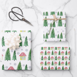 ウィンターホリデーカントリー美しい ラッピングペーパーシート