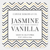 ウィンターホリデーキャンドルラベルブラック&金ゴールド ミニマル スクエアシール (正面)