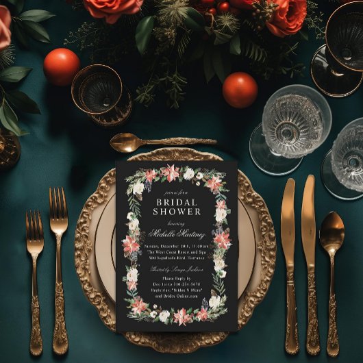 ウィンターホリデークリエレガントスマスブライダルシャワー 招待状