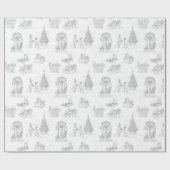 ウィンターホリデークリスマスグレーホワイトトイレギフト ラッピングペーパー (フラット)