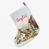 ウィンターホリデークリスマスコテージ ラージクリスマスストッキング (裏面 (吊り時))