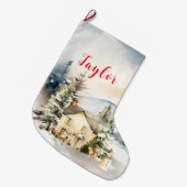 ウィンターホリデークリスマスコテージ ラージクリスマスストッキング (正面 (吊り時))