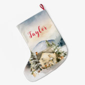 ウィンターホリデークリスマスコテージ ラージクリスマスストッキング (裏面 (吊り時))