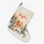 ウィンターホリデークリスマスコテージ ラージクリスマスストッキング (正面 (吊り時))