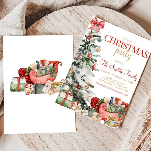 ウィンターホリデークリスマスツリークリスマスパーティー 招待状