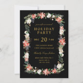 ウィンターホリデークリスマスパーティーブラックカスタムカラー 招待状 (正面)