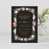 ウィンターホリデークリスマスパーティーブラックカスタムカラー 招待状 (スタンド正面)