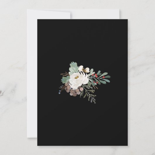 ウィンターホリデークリスマスパーティーブラックカスタムカラー 招待状 (裏面)