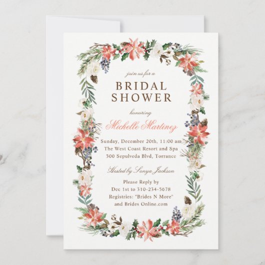 ウィンターホリデークリスマスブライダルシャワー 招待状 (正面)