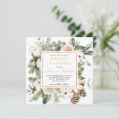 ウィンターホリデーグリーンリーパイン金ゴールドブライダルシャワー 招待状 (スタンド正面)