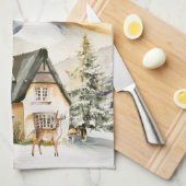 ウィンターホリデーコテージメリークリスマス キッチンタオル (四つ折り)