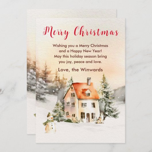 ウィンターホリデーコテージメリークリスマス シーズンカード (正面/裏面)