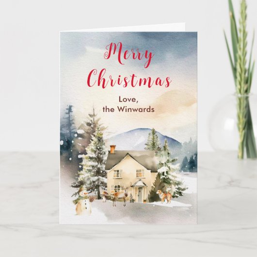 ウィンターホリデーコテージメリークリスマス シーズンカード (正面)