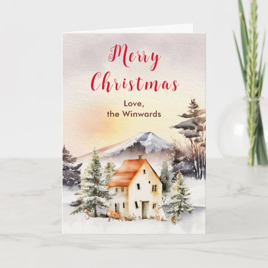 ウィンターホリデーコテージメリークリスマス シーズンカード (正面)